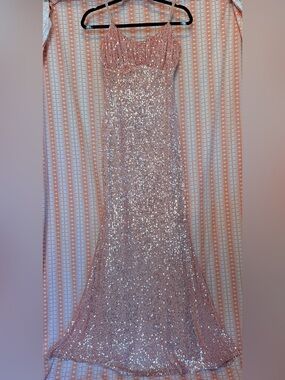 Sequin Slip Gown in Blush Pink